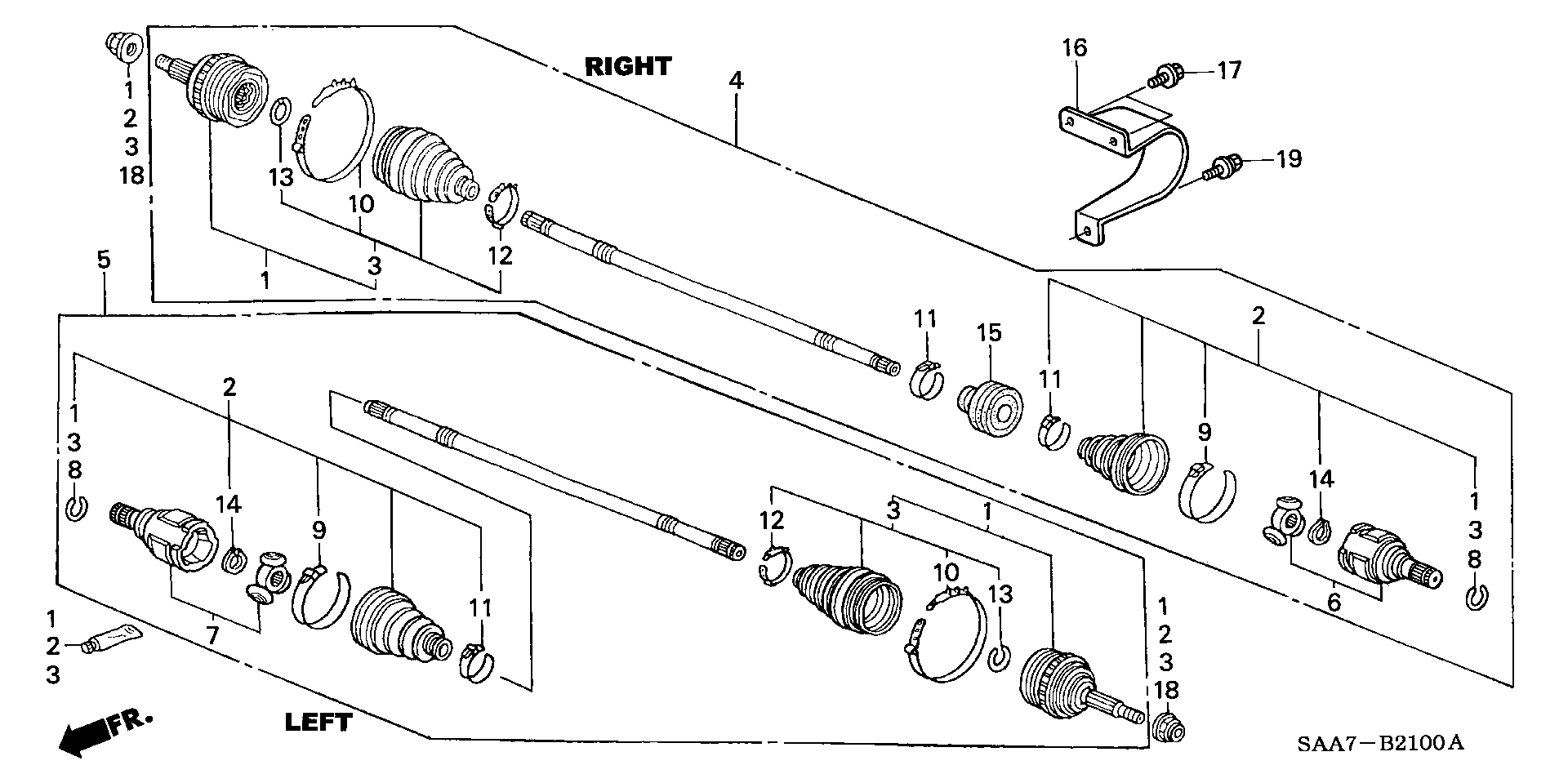 Honda 44017-S5A-000 - Gumiharang, hajtótengely parts5.com