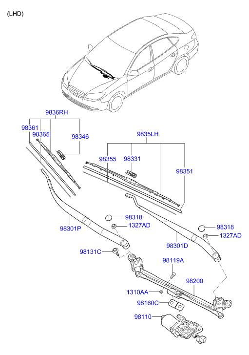 Hyundai 98360-2H000 - Stieracia liżta parts5.com