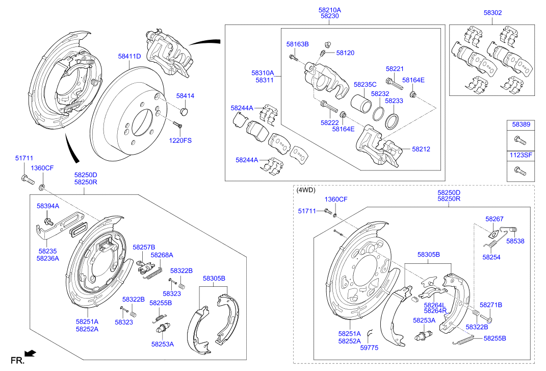 Hyundai 583052SA00 - Brake Shoe Set, parking brake parts5.com