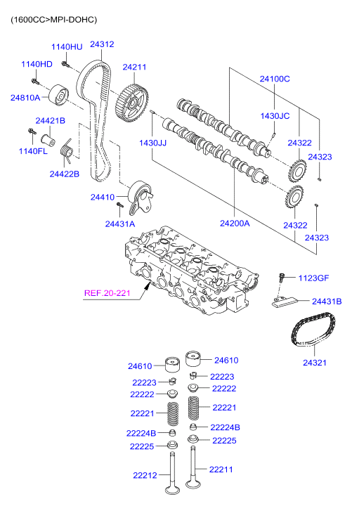 Hyundai 24321-26002 - Zincir, yağ pompa tahriği parts5.com