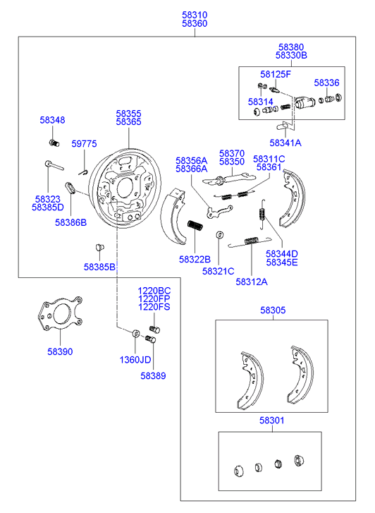 Hyundai 5830525A10 - Brake Shoe Set parts5.com