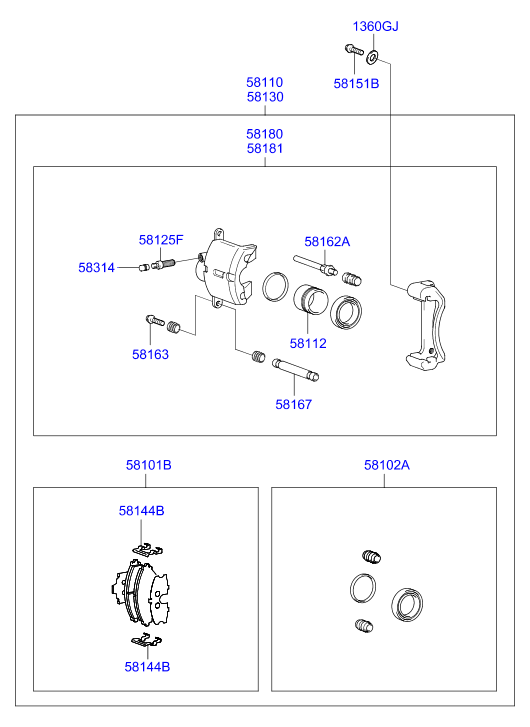 Hyundai 5810125A20 - Set placute frana,frana disc parts5.com