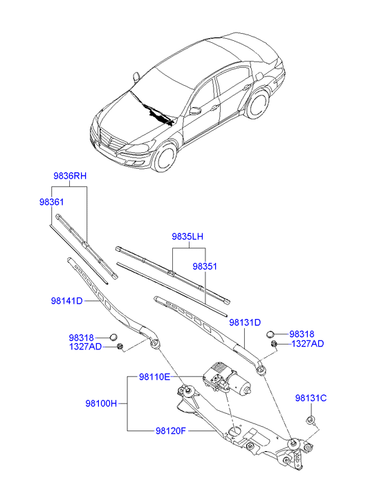 Hyundai 983603M200 - Μάκτρο καθαριστήρα parts5.com