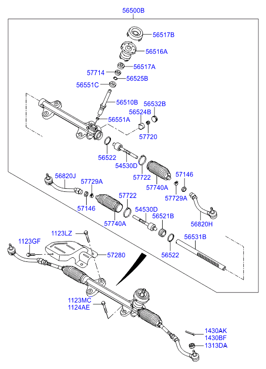 Hyundai 565003X100 - Engranaje de dirección parts5.com