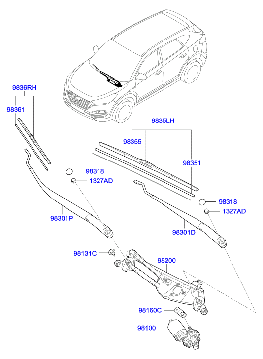 Hyundai 98361-1R100 - Pyyhkijänsulka parts5.com