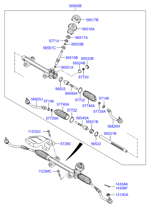 KIA 56500-A6000 - Caseta directie parts5.com