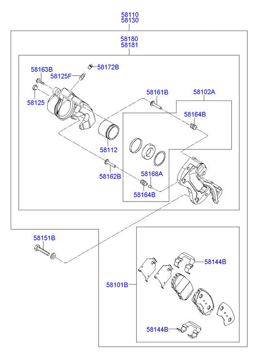 Hyundai 58101-3KA20 - Juego de pastillas de freno parts5.com