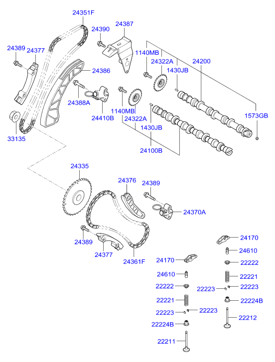 Hyundai 22224-2A100 - Etansare, supape parts5.com