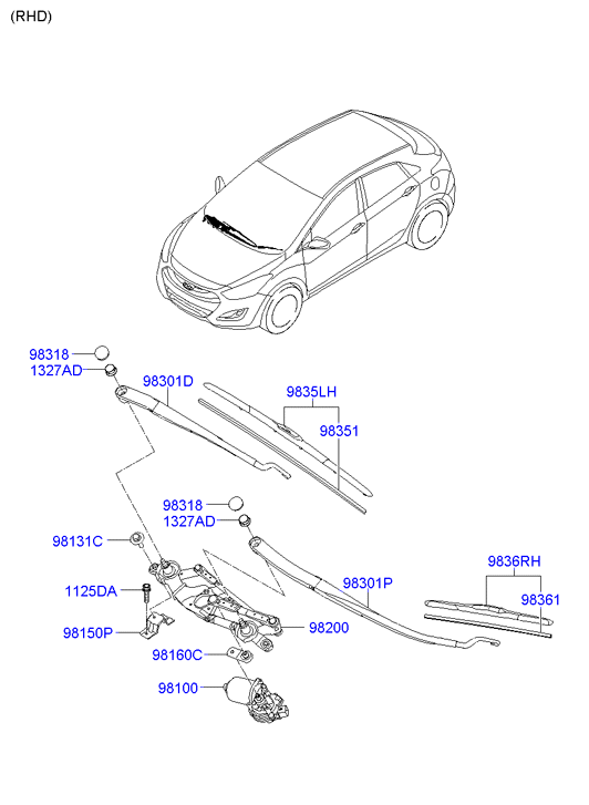 Hyundai 98350-3R200 - Limpiaparabrisas parts5.com