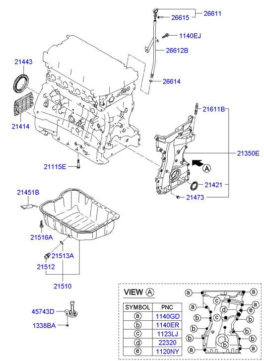 KIA 21443-25000 - Simering, arbore cotit parts5.com