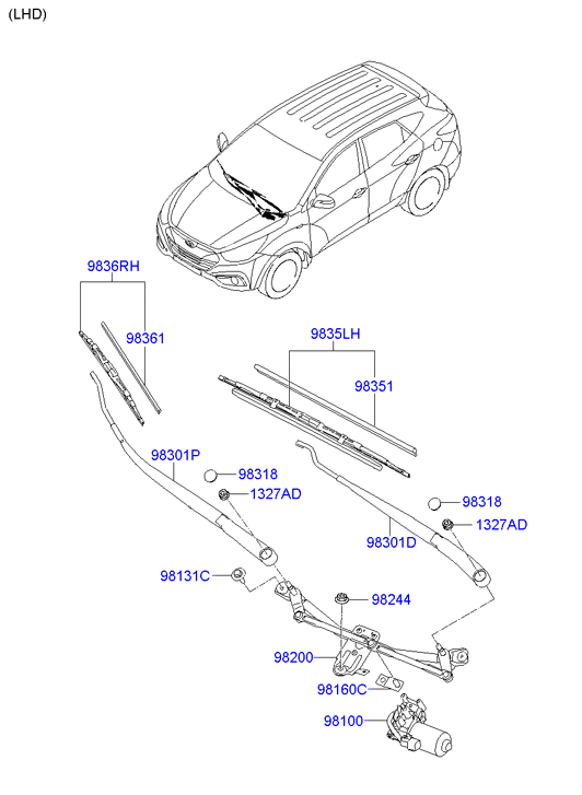 KIA 983602Y000 - Balai d'essuie-glace parts5.com