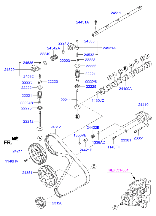 Hyundai 24317-42020 - Tensioner Pulley, timing belt parts5.com