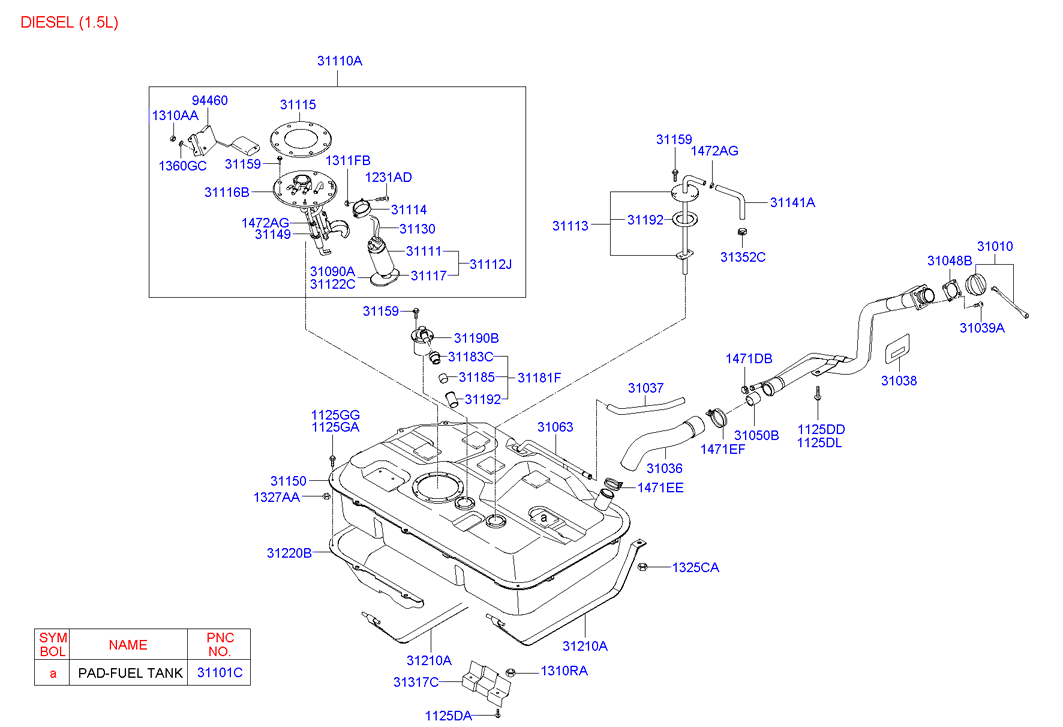 Hyundai 31110-25010 - Complete - fuel pump parts5.com