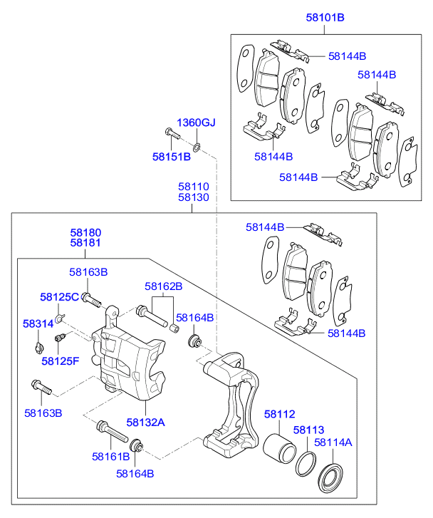 KIA 581014LA00 - Fren balata seti, diskli fren parts5.com