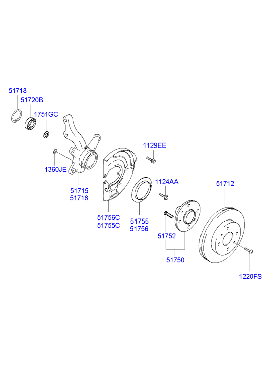 KIA 51720-3A101 - Lożisko kolesa - opravná sada parts5.com