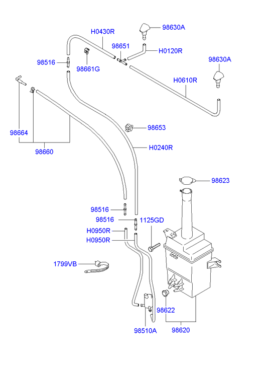 Hyundai 98510-26100 - Водна помпа за миещо устр., почистване на стъклата parts5.com