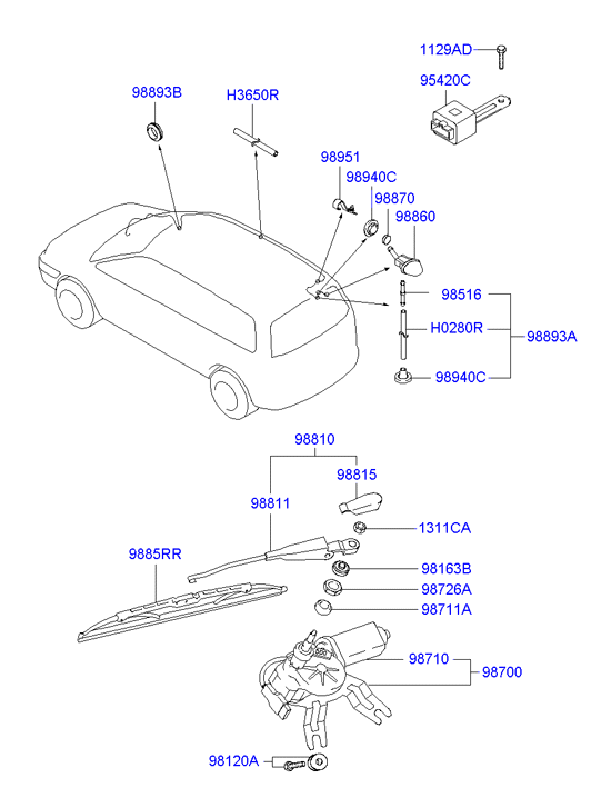 Hyundai 9882017000 - Pióro wycieraczki parts5.com