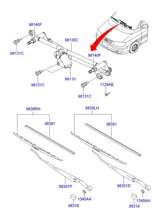 Hyundai 9836017000 - Wiper Blade parts5.com