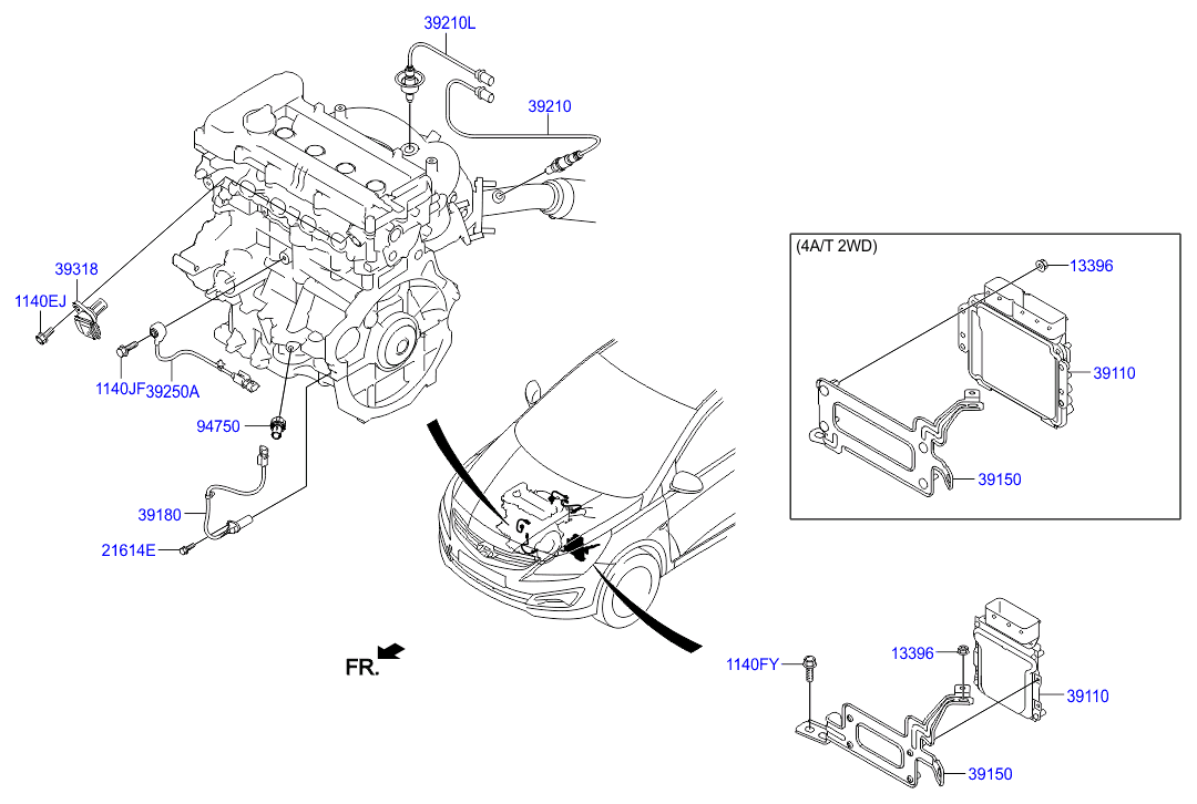 Hyundai 39210-2B100 - Lambdatunnistin parts5.com