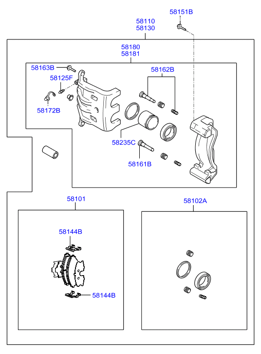 Hyundai 5810226A00 - Juego de reparación, pinza de freno parts5.com