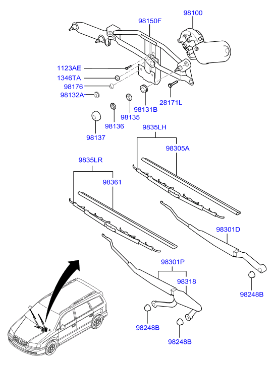 Hyundai 983603A000 - Stieracia liżta parts5.com