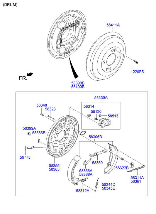 Hyundai 58305 3XA00 - Brake Shoe Set parts5.com