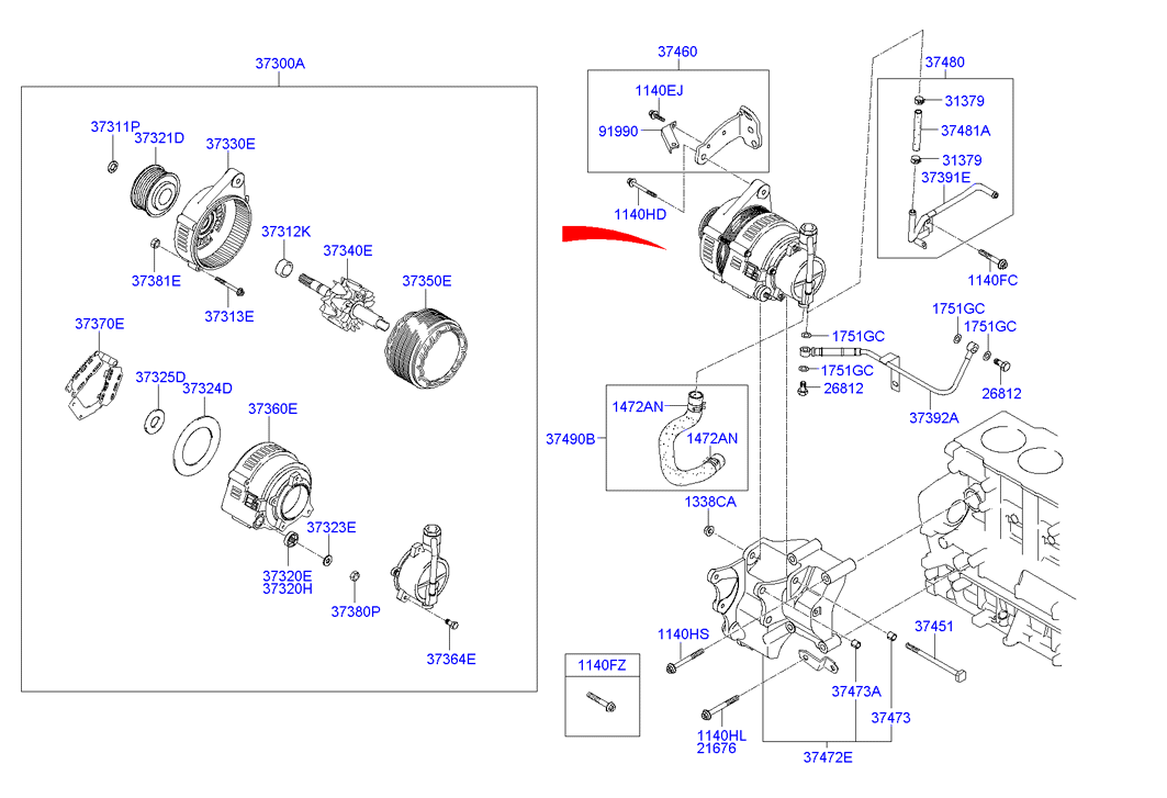 KIA 37322-27-012 - Rihmaratas,generaator parts5.com