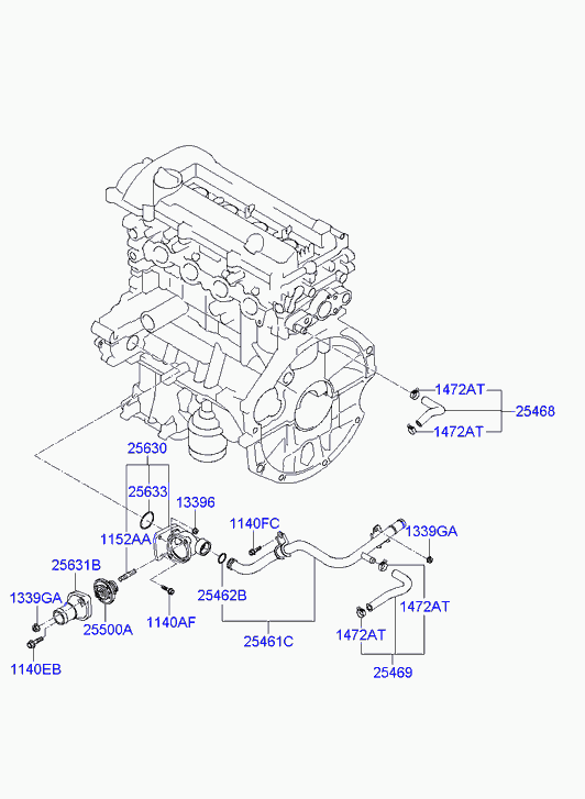 KIA 25500 2B400 - Termostato, refrigerante parts5.com