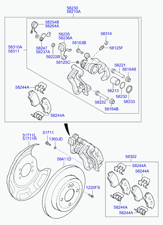 KIA 58302 B4A30 - Juego de pastillas de freno parts5.com