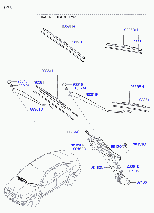 Hyundai 98350-1R000 - Lamela stergator parts5.com