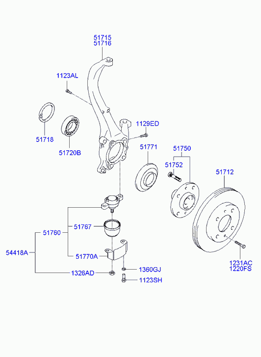 KIA 51718-38010 - Lożisko kolesa - opravná sada parts5.com