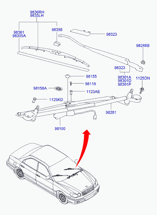 Hyundai 9835038000 - Μάκτρο καθαριστήρα parts5.com