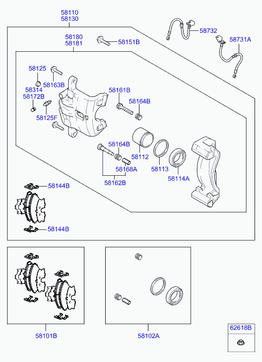 KIA 581302E000 - Etrier frana parts5.com