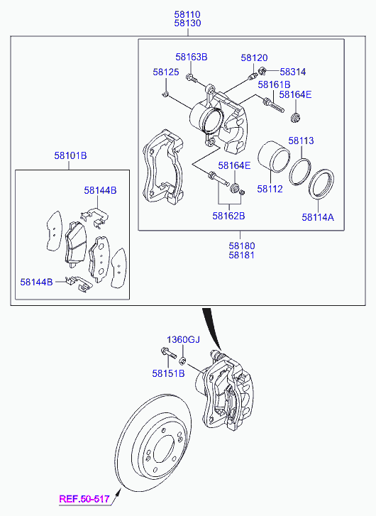 Hyundai 58101-A6A01 - Juego de pastillas de freno parts5.com