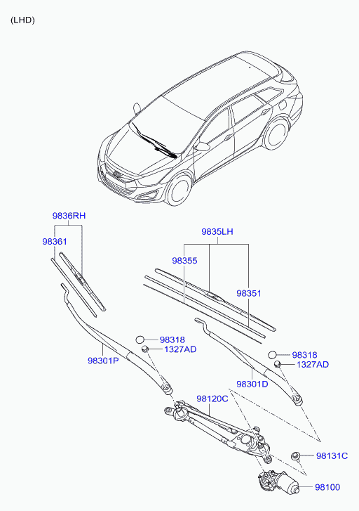 Hyundai 98360-3Z000 - Pyyhkijänsulka parts5.com