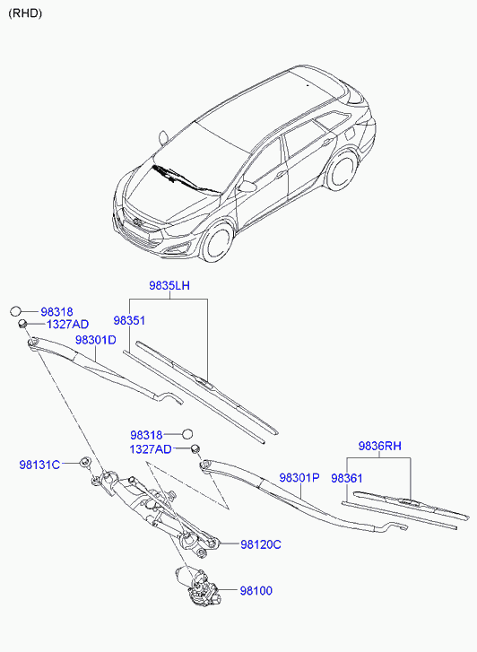 KIA 98350-3Z000 - Limpiaparabrisas parts5.com