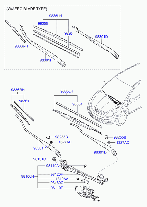 Hyundai 98350-1J000 - Balai d'essuie-glace parts5.com