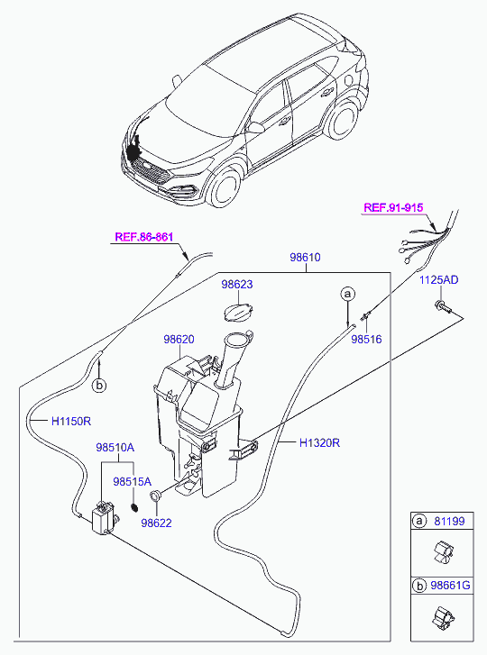 Hyundai 985102J500 - Водна помпа за миещо устр., почистване на стъклата parts5.com