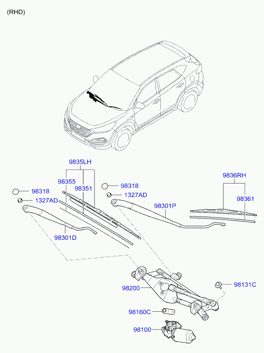 Hyundai 98350-3S300 - Wiper Blade parts5.com