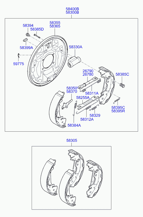 Hyundai 583054HA00 - Bremsbackensatz parts5.com