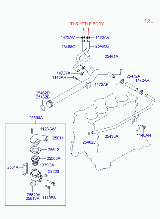 Hyundai 25500-22600 - Termostato, refrigerante parts5.com