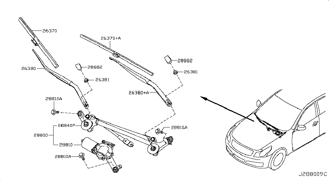 Infiniti 28890-JU50A - Pióro wycieraczki parts5.com