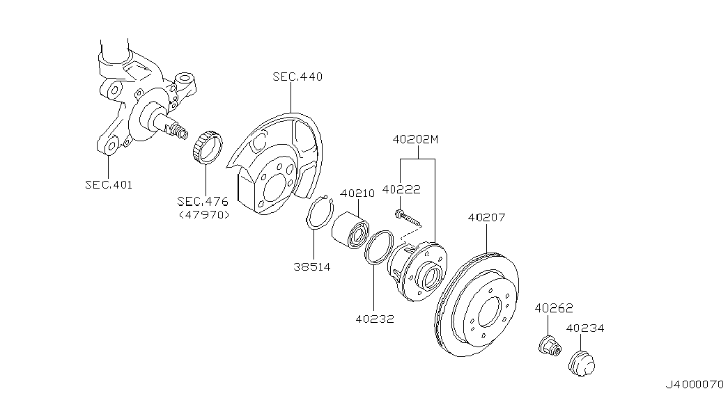 NISSAN 40222-4P000 - Bolt roata parts5.com