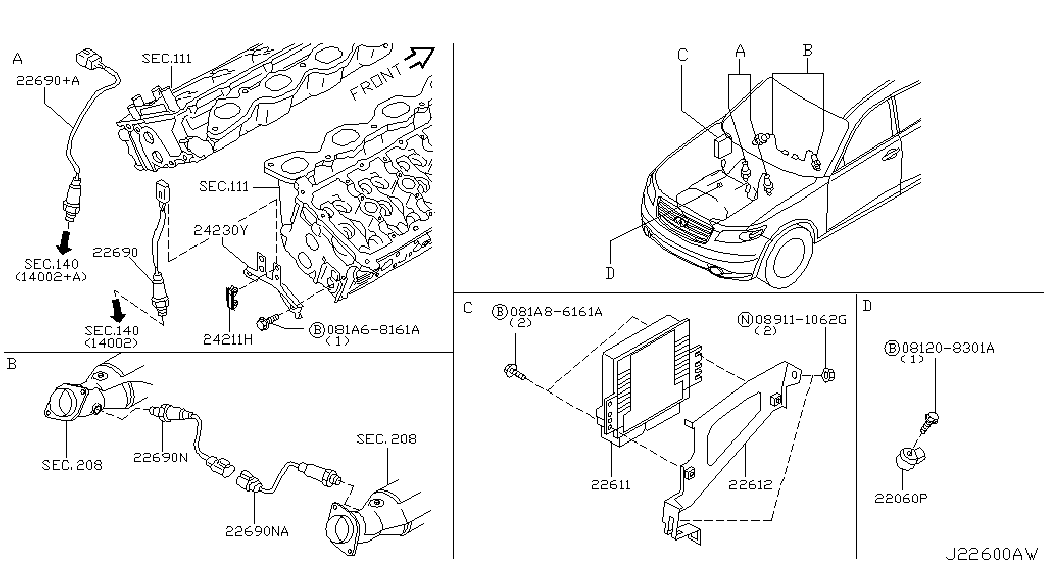 NISSAN 226A1-AM601 - Αισθητήρας λάμδα parts5.com