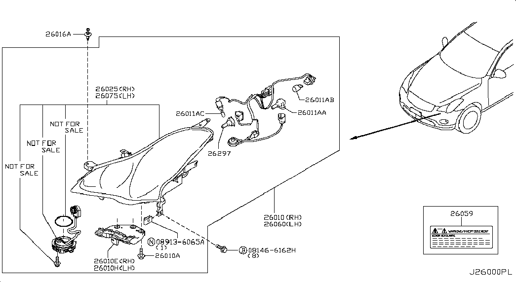 NISSAN 26297-89903 - Λυχνία, μεγάλα φώτα parts5.com