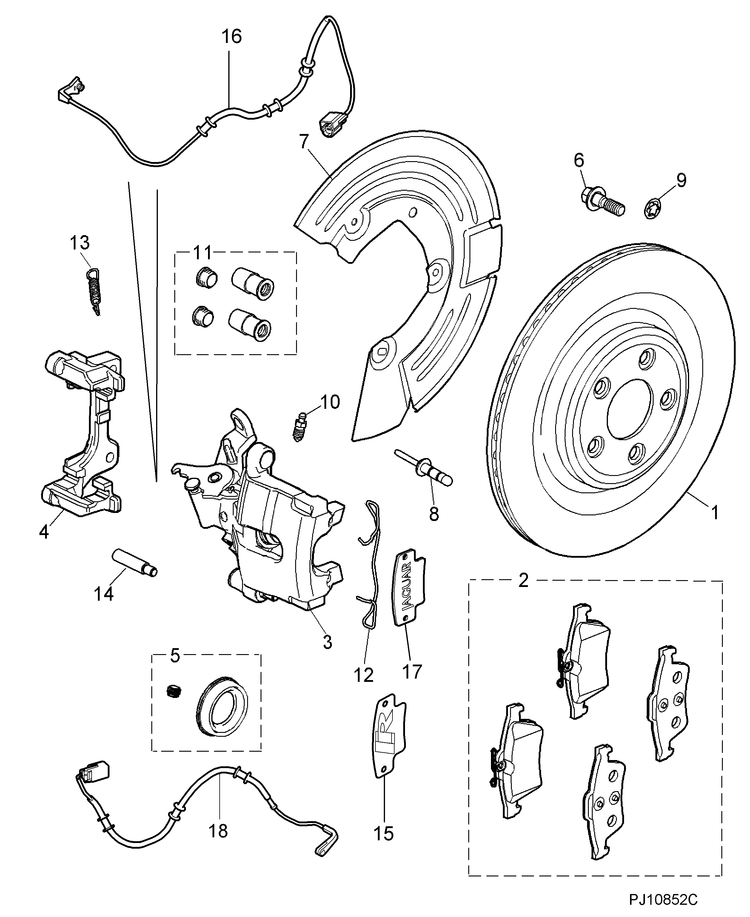 Jaguar C2C 29161 - Guide Sleeve Kit, brake caliper parts5.com