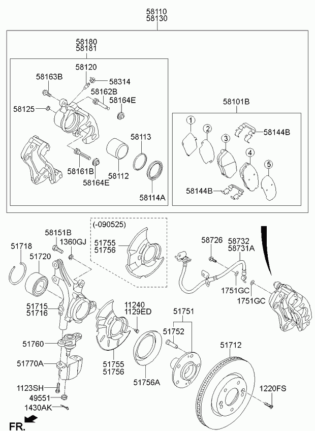 Hyundai 58101-1MA00 - Brake Pad Set, disc brake parts5.com