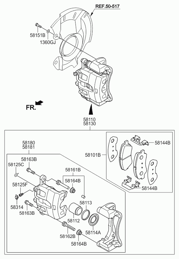 KIA 58101 1RA01 - Juego de pastillas de freno parts5.com