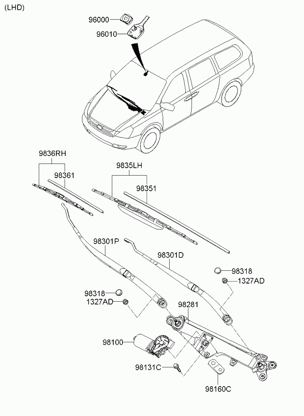 KIA 983504D060 - Pyyhkijänsulka parts5.com