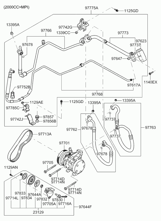 Hyundai 97713 2D510 - Courroie trapézoïdale à nervures parts5.com